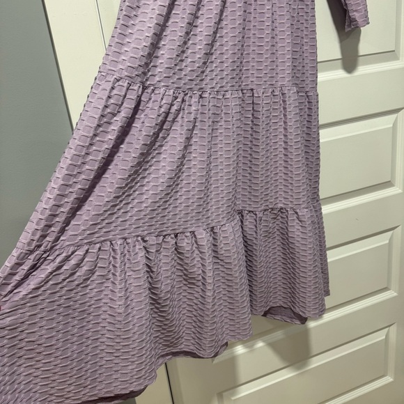Purple Patterned Ruffle Midi Dress - Picture 4 of 10